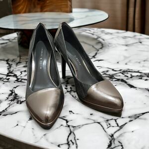 charles & keith pumps high heel gray & silver unusual material 22cm lustre feeling. exist silver design good on goods pretty beautiful adult lovely 