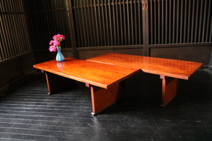 A125. antique! peace modern! old desk Yamagata prefecture . inside district seat desk 2 pcs. set length table exhibition pcs center table # writing desk # peace furniture # old tool # old ..