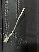 M989-5) ドロンワーク黒絽羽織絹　身丈79　袖丈51　裄64,5　縫紋１_画像3