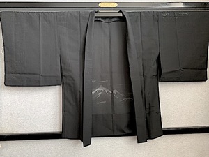 重 ②19）ドロンワーク　黒絽羽織絹　身丈74,5　袖丈44　裄63