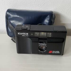 0621-230□コニカ MG/D フィルムカメラ ブラック レンズ HEXNON 35mm F 3.5 専用ケース付 動作未確認 ジャンク KONICA