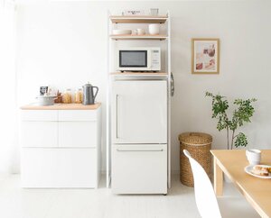 冷蔵庫上や洗濯機上の空いたスペースを有効活用できるマルチラック ホワイトナチュラル