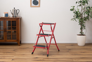  super-discount new goods Cata tsu stepladder folding is possible step pcs step‐ladder step chair 3 step height 68cm red color 