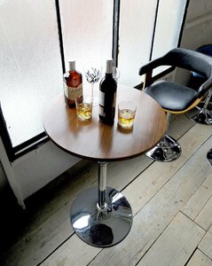 スタンディングテーブル ブラウン色　ハイテーブル スクエアテーブル テーブル カウンターテーブル 直径60cm 高さ90cm ハイテーブル