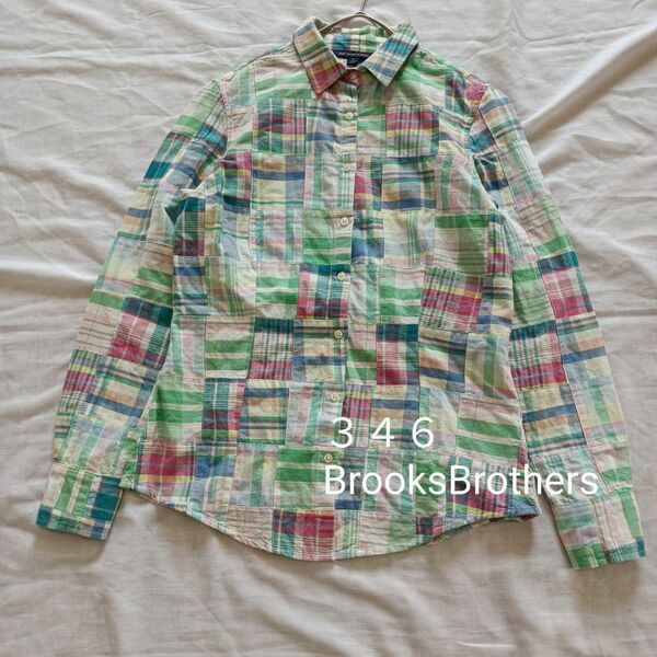 ブルックスブラザーズ　インド綿　パッチワークシャツ　マドラスチェック　ゆったり 長袖シャツ チェックシャツ