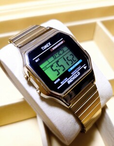 1円スタート　TIMEX タイメックス クラシックデジタル　ゴールド メタルエクスパンションベルト　T78677