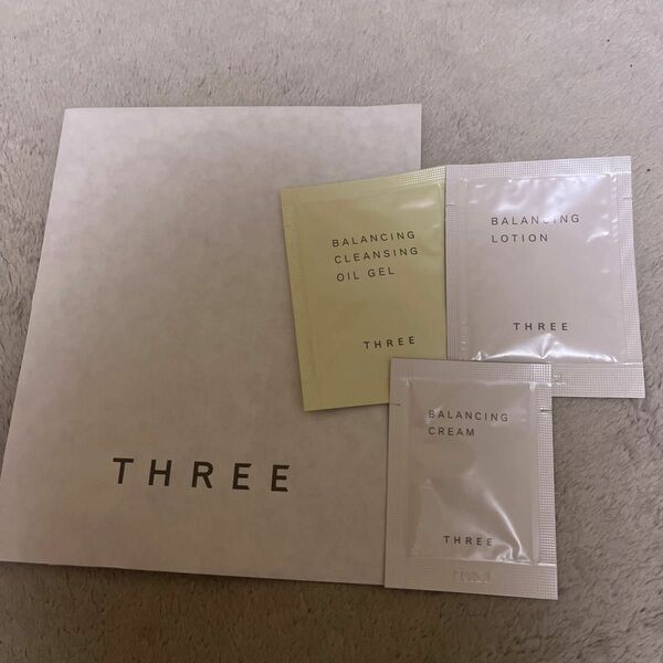 スリーTHREE 試供品(メイク落とし、化粧水、クリーム)