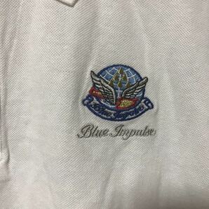 美品 航空自衛隊 ブルーインパルス 肉厚刺繍 半袖 ポロシャツ メンズ Ｌサイズ  白色の画像4