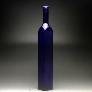 【余韻】 華道具 色被せ 青 ガラス 花瓶 一輪挿★高さ：31cm 無傷美品＜同梱可＞の画像2