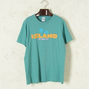 THE FABRIC ザファブリック プリント Tシャツ クルーネック ISLAND ターコイズブルー M w0040-03-022