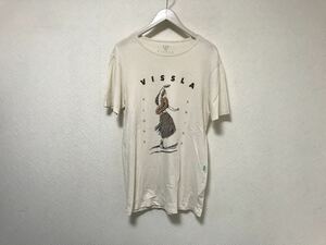 本物ヴィスラVISSLAコットンプリント半袖TシャツメンズアメカジサーフミリタリービジネススーツベージュSグアテマラ製