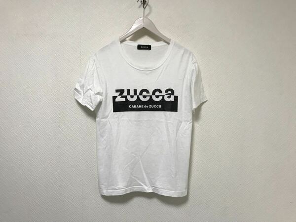 本物ズッカzuccaコットンロゴプリント半袖Tシャツメンズアメカジサーフミリタリービジネススーツ白ホワイト日本製M