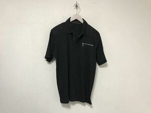 本物インターメッツォINTERMEZZOコットンハーフジップ半袖ポロシャツメンズサーフアメカジビジネススーツゴルフLL黒ブラック日本製XL