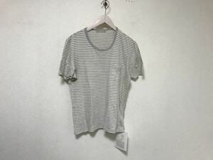 新品未使用本物フリストフィアFLISTIFIAコットンボーダー柄半袖TシャツメンズアメカジサーフミリタリービジネスL白ホワイトグレー3