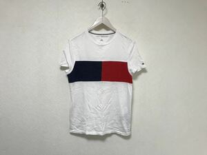 本物トミーヒルフィガーTOMMY HILFIGERコットン半袖Tシャツメンズレディースアメカジサーフミリタリーワーク白ホワイトSインド製スケーター