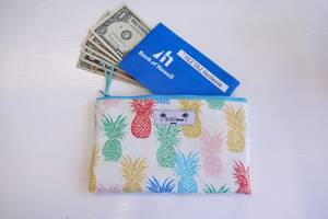 * Hawaiian miscellaneous goods *6 pcs. storage! Hawaiian pattern soft passbook case | passbook pouch | hand made |fla girl < colorful pineapple 6>