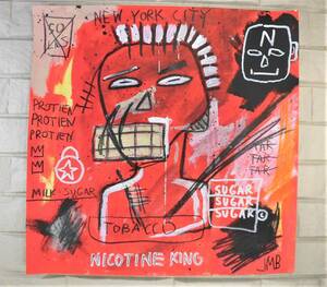  free shipping * Jean = Michel * bus Kia Jean-Michel Basquiat* title Nicotine King* acrylic fiber oil painting * copy * rare * sale certificate * autographed 