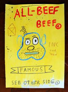 送料無料★ジャン＝ミシェル・バスキア Jean-Michel Basquiat★ALL BEEF BEEF★模写★販売証明書★混合メディア