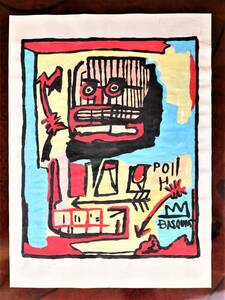 送料無料★ジャン＝ミシェル・バスキア Jean-Michel Basquiat★POII★模写★販売証明書★混合メディア画