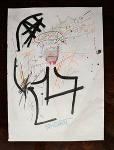  free shipping * Jean = Michel * bus Kia Jean-Michel Basquiat*SELF PORTLAIT* copy * sale certificate * mixing media 