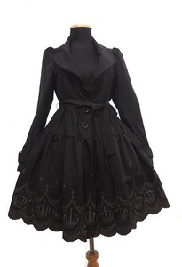 BPN.. embroidery Heart collar One-piece coat black Peace Now gothic Crown H Naoto Naoto