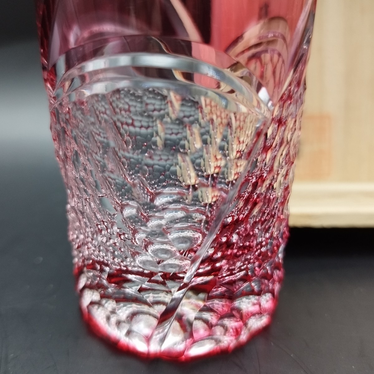 未使用美品☆篠崎工芸江戸切子タンブラー金赤(切子江戸切子薩摩切子
