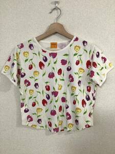 KENZO CLUB ケンゾークラブ　総柄　半袖Tシャツ　コットンTシャツ　花柄　レトロ　昭和　モード　古着　レディース