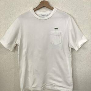 LACOSTE ラコステ ポケット付き 鹿の子 半袖Tシャツ ポケットTシャツ セレクト ホワイト メンズ 古着 ゴルフウェアの画像1