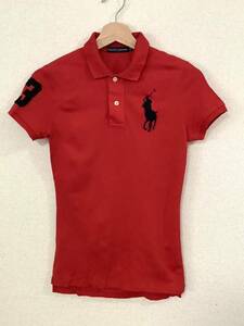 RALPHLAUREN Ralph Lauren big po knee polo-shirt with short sleeves lady's red select old clothes 