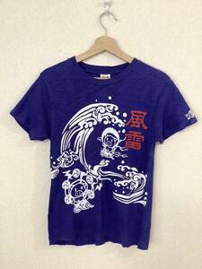 豊天商店　BUDEN SHOUTN キャラクタープリント　プリントTシャツ 半袖Tシャツ ブルー　セレクト　古着