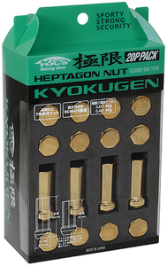 キョーエイ ホイールナット 極限 20個 国産 KYO-EI HPF3A4 L42 ゴールド ナット P1.25 19 21HEX 42mm ロックナット 日本製