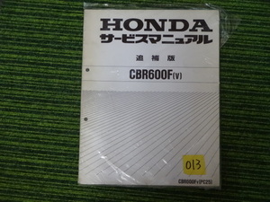 HONDA　CBR600F(V) サービスマニュアル　追補版　中古品　013　ホンダ