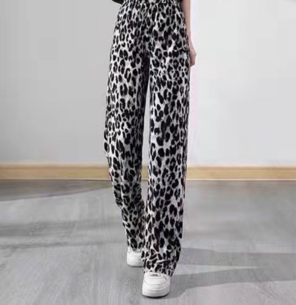 FENDI フェンディ 豹柄 ヒョウ レオパード 麻 コットン パンツ ブルー