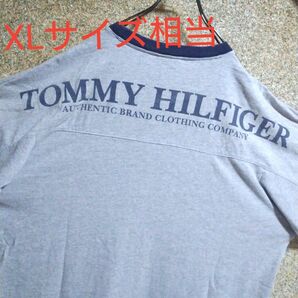 トミーヒルフィガー　Tシャツ　リンガーネック　バックプリント　デカロゴ　XL相当