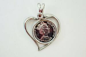 Pt900/Pt999 diamond coin attaching Heart design necklace top Man island 1/20 ounce /K222512