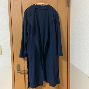 GU ノーカラーコート　紺色　M 定番　ユニクロ