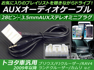 AP AUXオーディオケーブル 28ピン トヨタ車汎用 iPhone/MP3プレイヤーなどの使用に！ AP-EC059