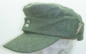 送料無料!兵用ドイツ軍 M43規格帽 猟兵帽章（柏葉章）付き サイズ約57.5センチ フィールドグレー（陸軍 軍帽 戦闘帽 軍服