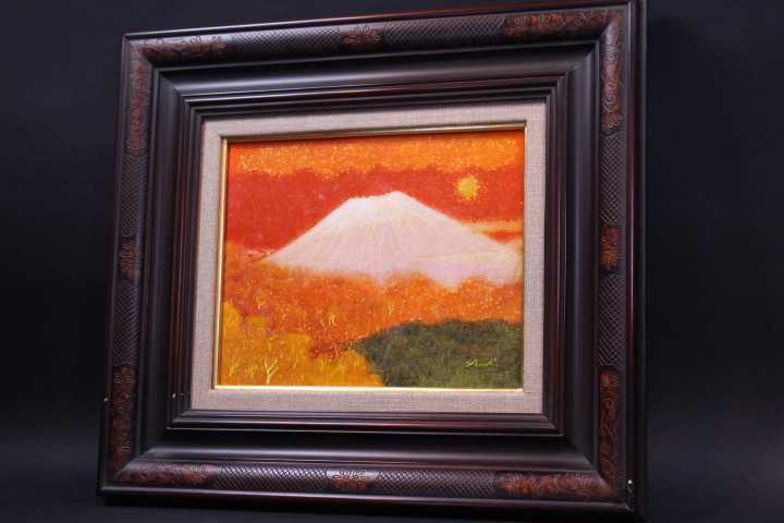 z-3047 Akira Nakatani Hojas de otoño Fuji Pintura al óleo F3 Enmarcada, cuadro, pintura al óleo, Naturaleza, Pintura de paisaje