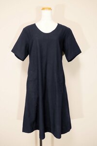 ☆美品☆MHL,マーガレットハウエル/リネンコットン半袖ワンピース：2/濃紺xu880