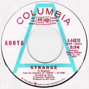 ●AORTA / STRANGE [US 45 ORIGINAL 7inch シングル PROMO PSYCH GARAGE 試聴]