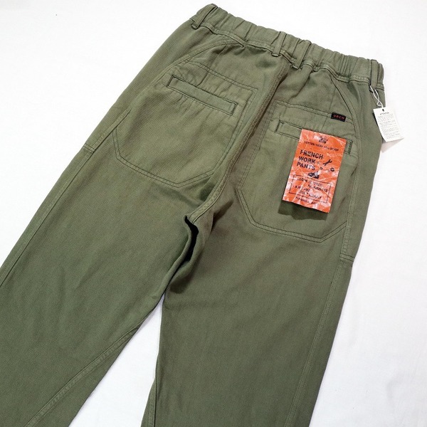 新品未使用 URCH RNA FRENCH WORK PANTS フレンチワークパンツ リネン混 麻 カーキ色 レディース カジュアルパンツ Mサイズ