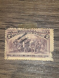 アンティーク切手　アメリカ　1893年　コロンブス博　コロンブスの上陸　2c 使用済み　USC0608