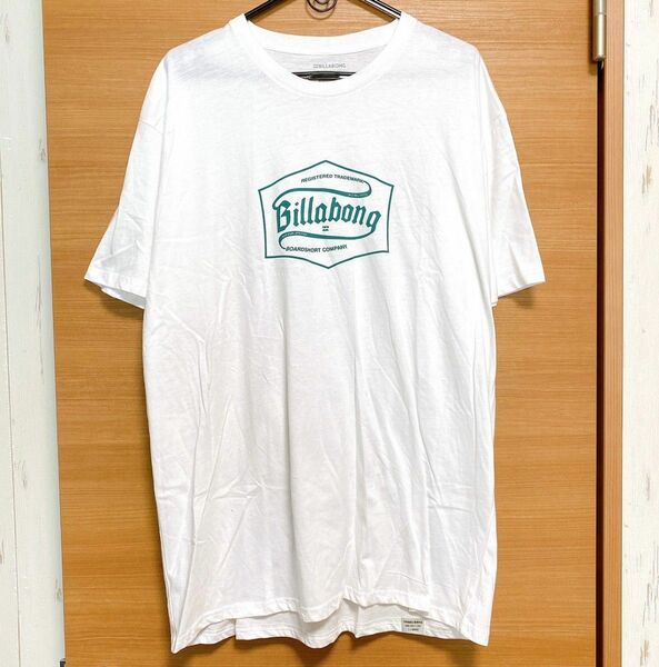 billabong ビラボン トップス Tシャツ カットソー メンズ 半袖 白 白Tシャツ 新品 美品 XL LL 綿100% 緑