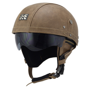  Harley semi-hat semi-cap шлем мотоцикл шлем встроенный солнцезащитные очки PU кожа Brown 