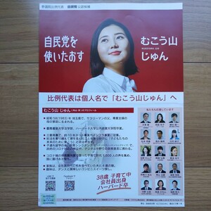 ☆ 令和4年 参議院議員選挙 自民党 むこう山じゅん チラシ ☆