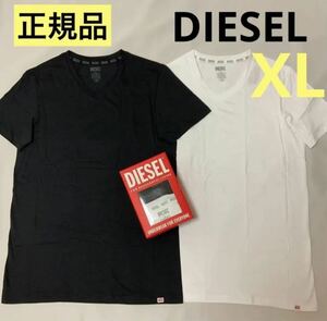 洗練されたデザイン　DIESEL　UMTEE-MICHAEL-TUBE-TWOPACK　VネックTシャツ2枚セット　ブラック/ホワイト　XL　A05428 0BVFB　2023新製品