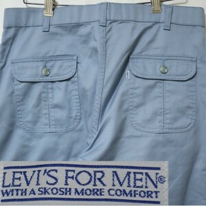 1986年 USA製 LEVI'S FOR MEN ビンテージ 80s リーバイス コットン ストレート パンツ W34 L32 (実寸W88cm L78cm) 水色 // サファリ ワーク
