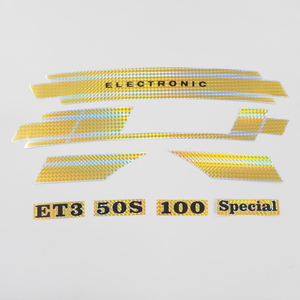 ベスパ ステッカーセット イエロー vespa ET3 50S 100 special electronic デカール decal ホログラム キラキラ ラミネート加工