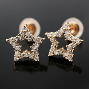 K18PG diamond earrings D0.26 ( star motif ) [CSO3154]